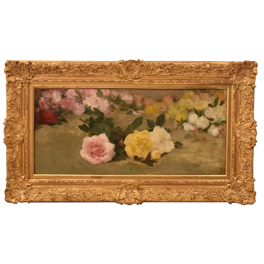 QF782 1a antique floral roses painting flower oil still life XIX.jpg